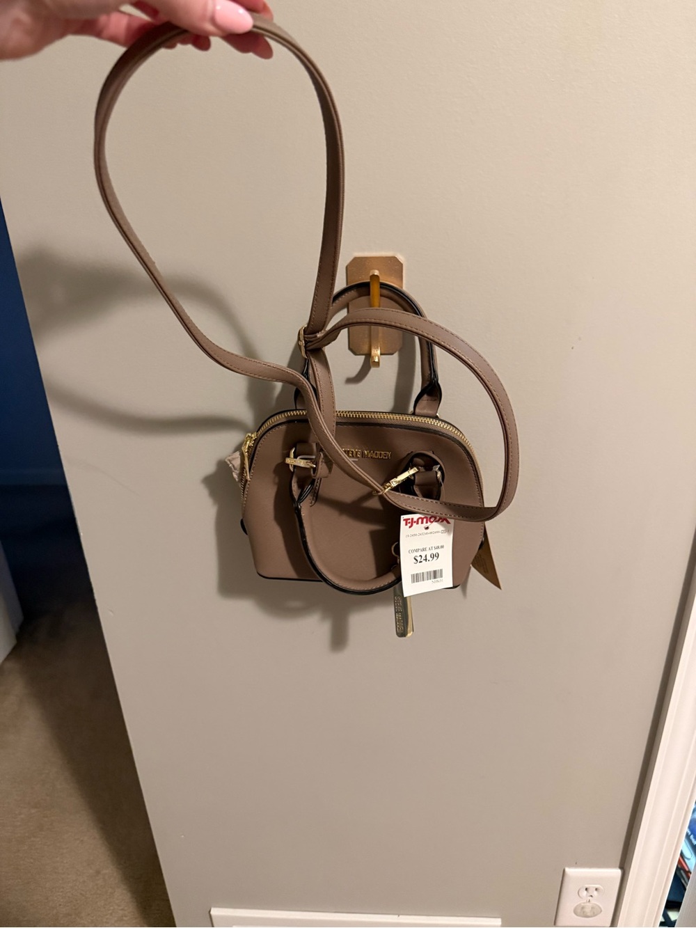 Steve Madden Taupe Mini Crossbody Bag with Gold Hardware - BNWT